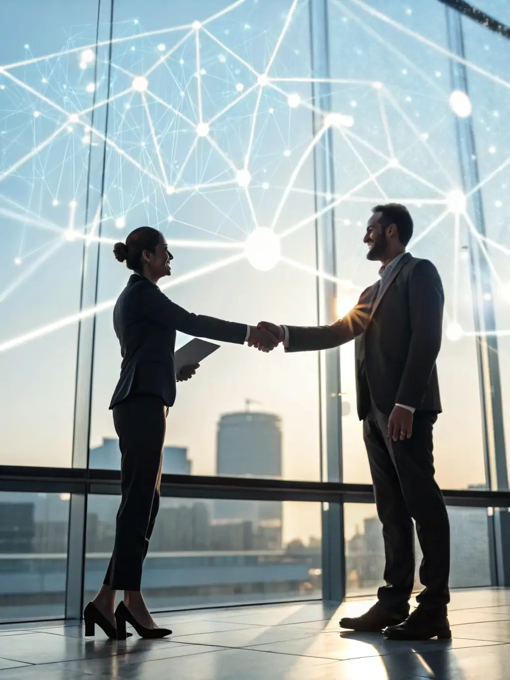 A close-up shot of two professionals shaking hands at a networking event, symbolizing the connections made at ProConnect conferences.