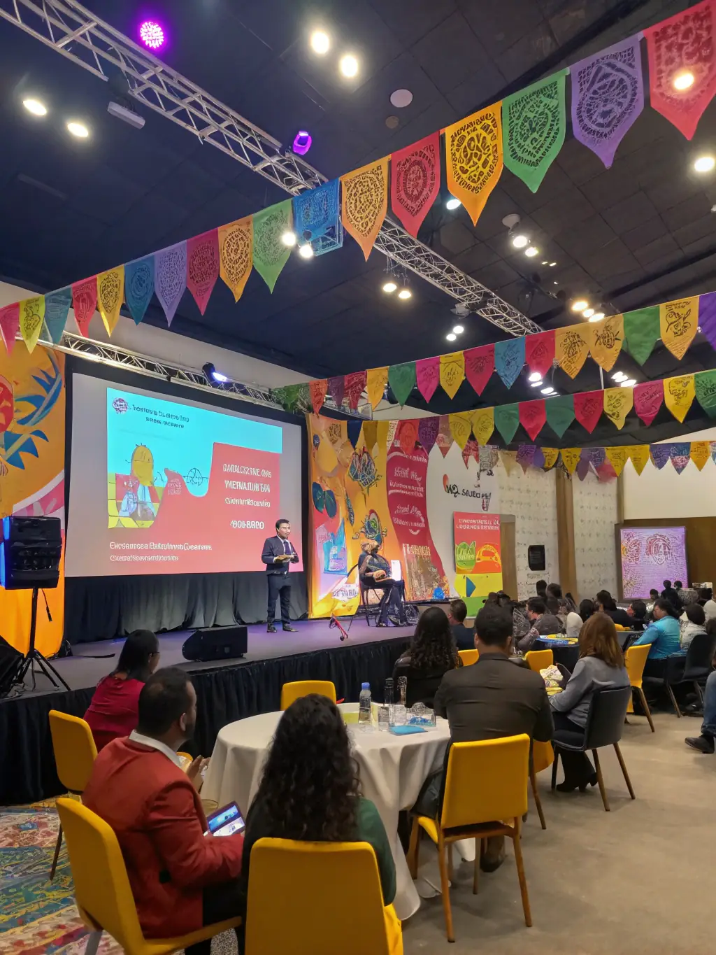 A panoramic view of a ProConnect conference, showcasing the scale and energy of the event, with attendees actively participating in various activities.